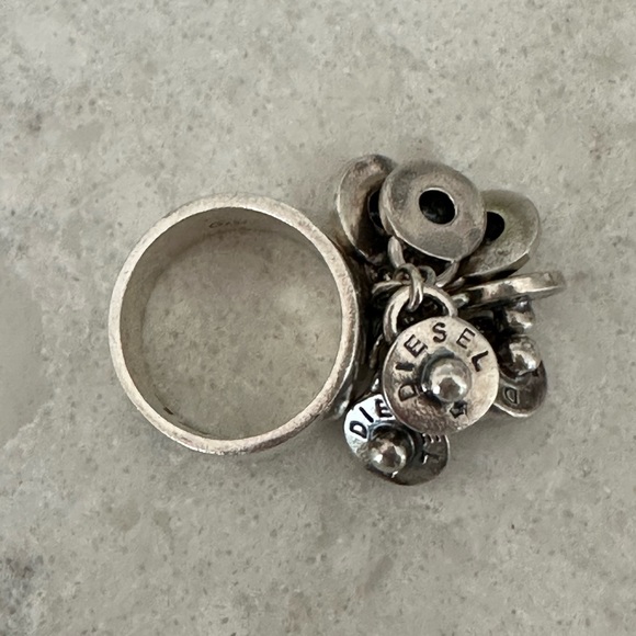 Diesel rivet ring , Silver Size 7 with 8 rivets ,5/8 tapering to 3/8” wide. - Picture 3 of 9